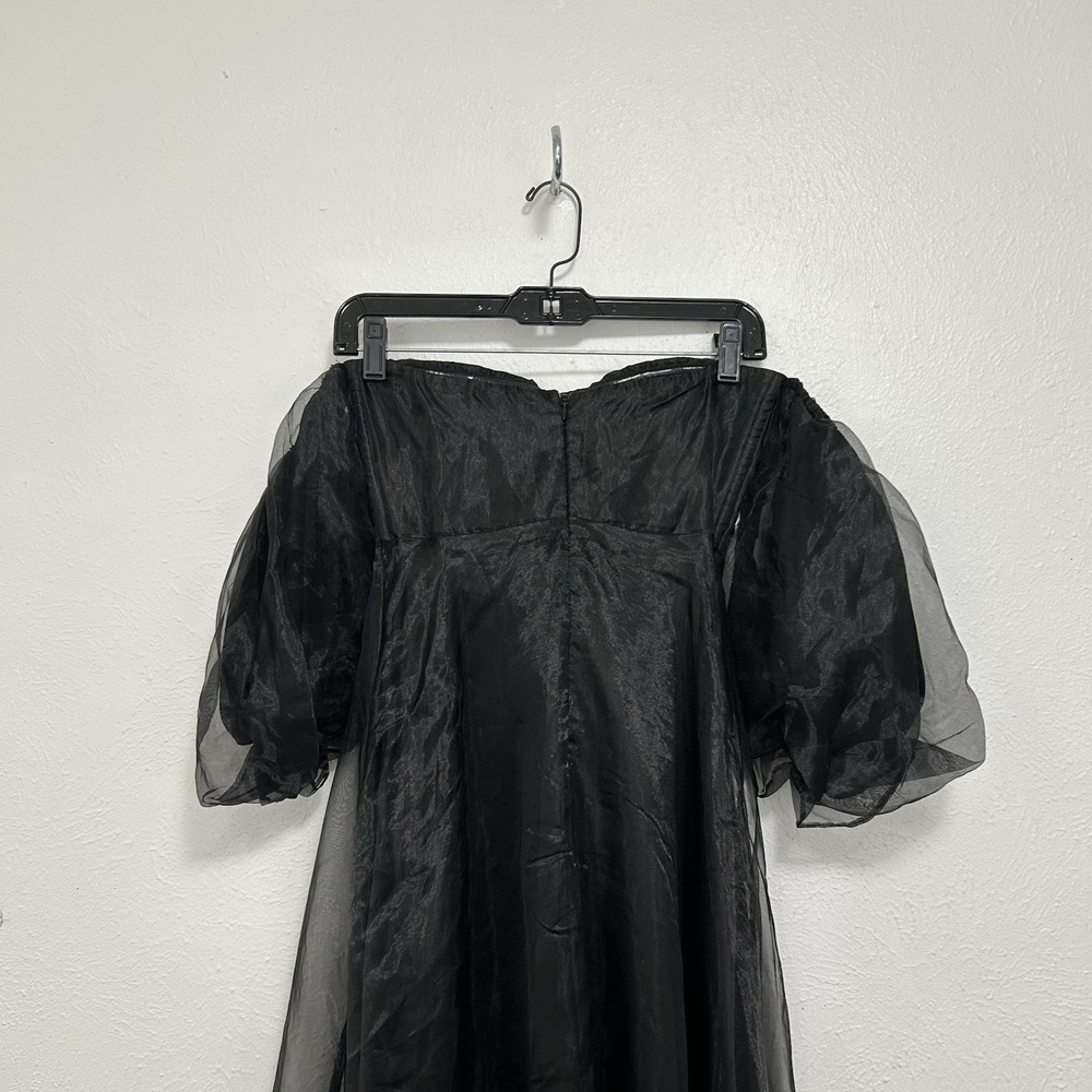 Lulus‎ True Excellence Black Bustier Off-The-Shoulder  Gown XS Hi Slit HOCO Prom - Picture 6 of 12